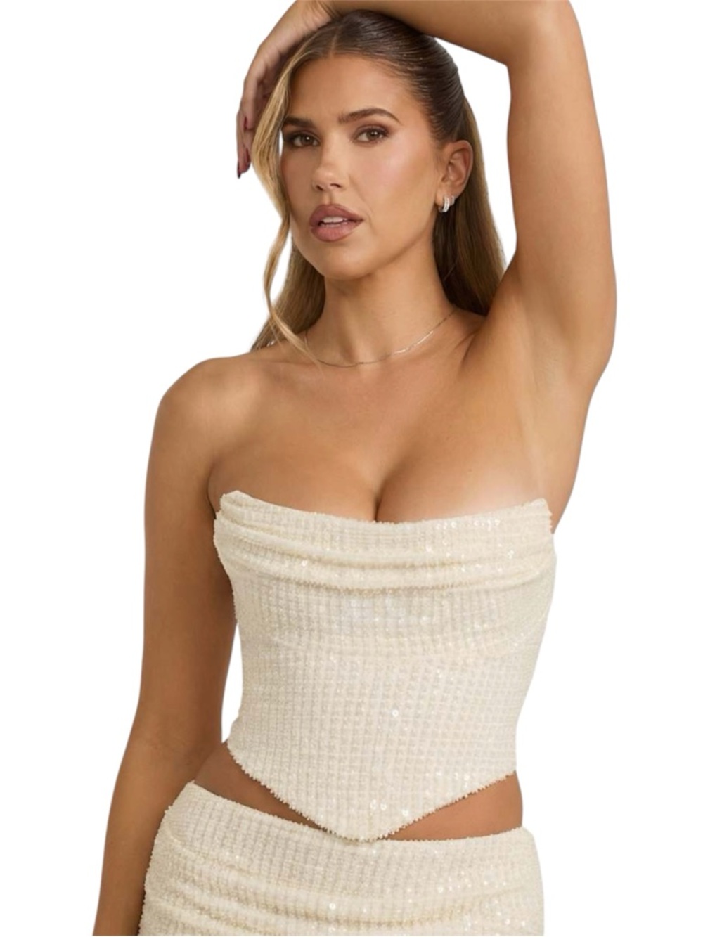 Oh Polly Sterling Embellished Corset - NWT - Cloud Dancer White Size US 2
